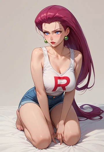 pokemon,jessie_(pokemon),tank top,drawstring pants  - AI generated anime art