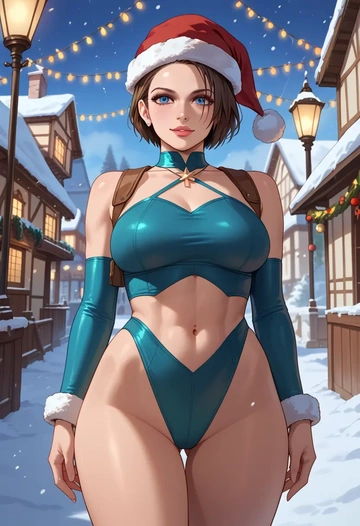 resident_evil,jill_valentine,Christmas,dress  - AI generated anime art