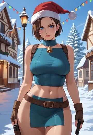 resident_evil,jill_valentine,Christmas,dress  - AI generated anime art