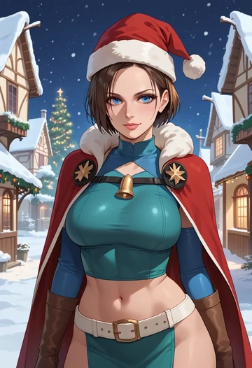 resident_evil,jill_valentine,Christmas,dress  - AI generated anime art