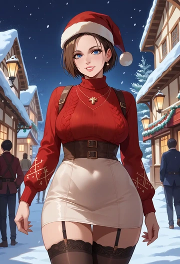 resident_evil,jill_valentine,sweater,stockings,Thigh garters  - AI generated anime art