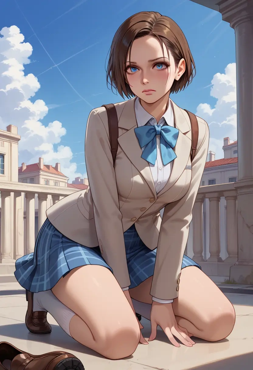 resident_evil,jill_valentine,spring,student uniform,blazer  - 