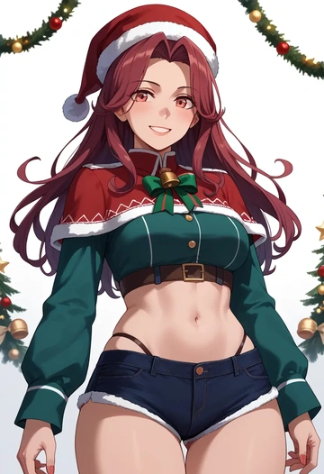 kantai_collection,jingei_(kancolle),Christmas,red velvet shorts  - AI generated anime art