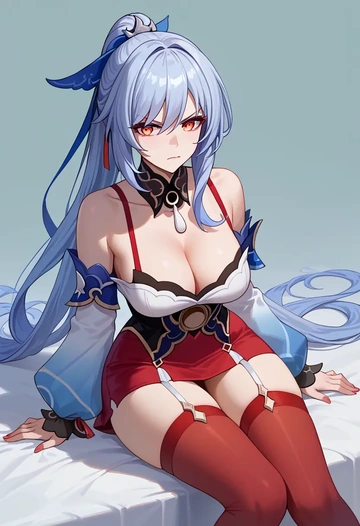 star rail,jingliu,collar,oversized,Thigh garters  - AI generated anime art