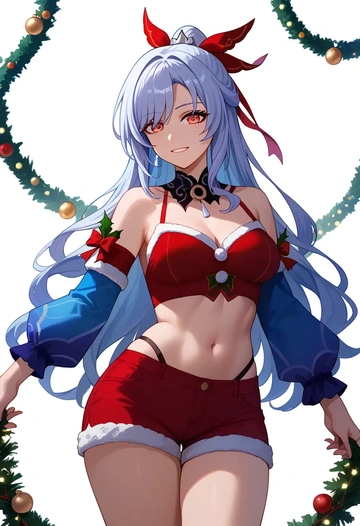 star rail,jingliu,Christmas,red velvet shorts  - AI generated anime art