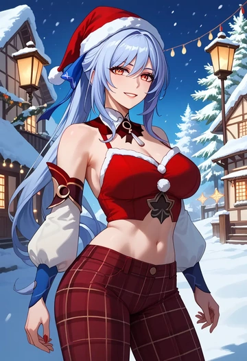 star rail,jingliu,Christmas,plaid trousers  - AI generated anime art