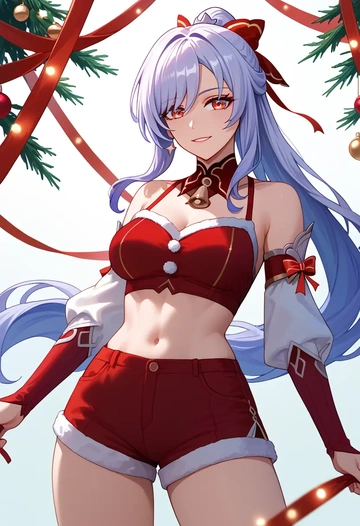 star rail,jingliu,Christmas,red velvet shorts  - AI generated anime art