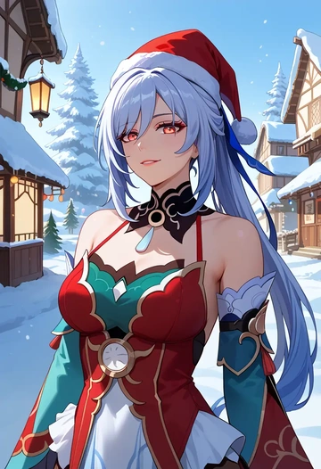 star rail,jingliu,Christmas,dress  - AI generated anime art