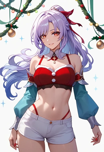 star rail,jingliu,Christmas,red velvet shorts  - AI generated anime art