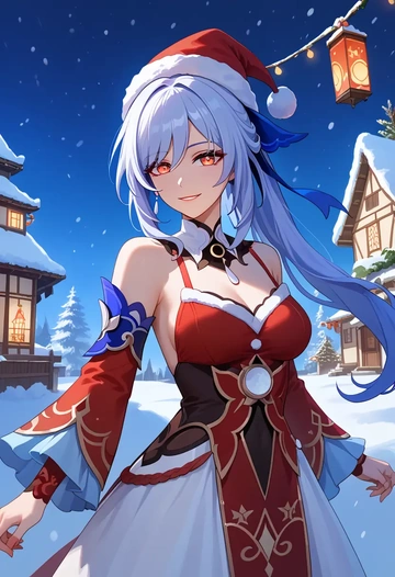 star rail,jingliu,Christmas,sweater dress,stockings  - AI generated anime art