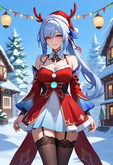 star rail,jingliu,sweater,stockings,Thigh garters  - AI generated anime art