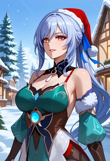 star rail,jingliu,Christmas,dress  - AI generated anime art