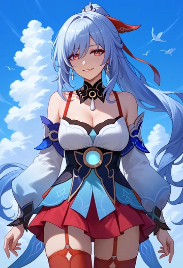 star rail,jingliu,collar,oversized,Thigh garters  - AI generated anime art