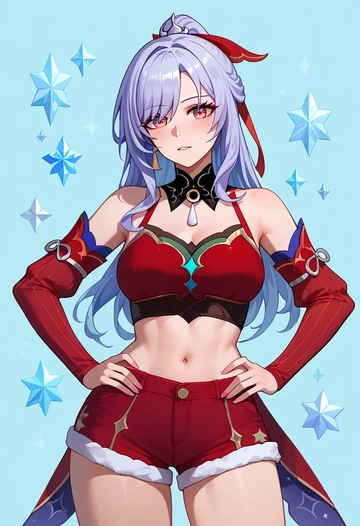 star rail,jingliu,red velvet shorts  - AI generated anime art