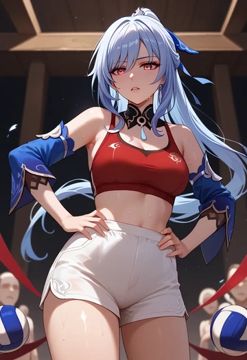 star rail,jingliu,volleyball uniform  - AI generated anime art