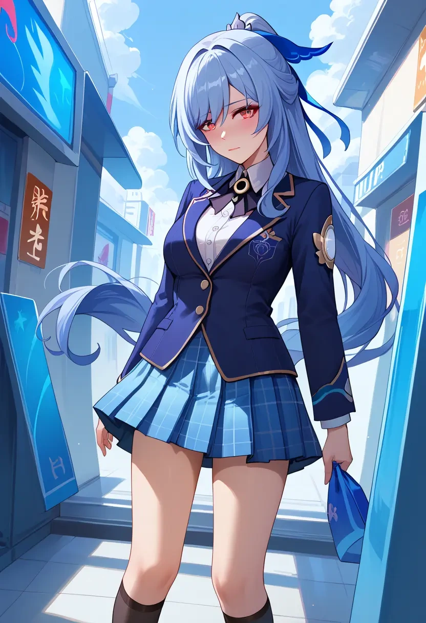 star rail,jingliu,winter,student uniform,plaid skirt  - 