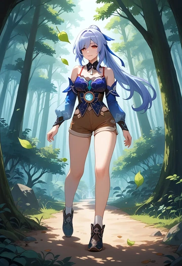 star rail,jingliu,forest,tank top  - AI generated anime art