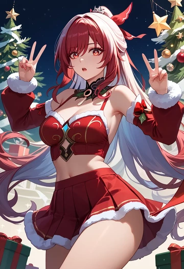 star rail,jingliu,Christmas,skirt  - AI generated anime art