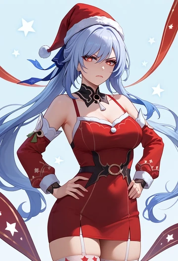 star rail,jingliu,Christmas,sweater dress,stockings  - AI generated anime art