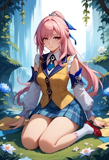 star rail,jingliu,spring,student uniform,vest  - AI generated anime art