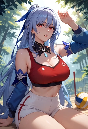 star rail,jingliu,volleyball uniform  - AI generated anime art