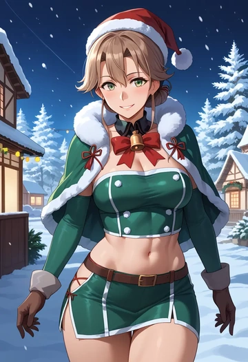 kantai_collection,jintsuu_(kancolle),Christmas,dress  - AI generated anime art