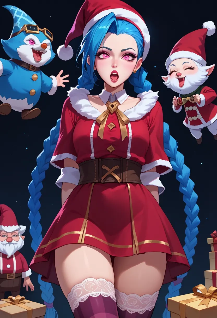 league_of_legends,jinx_(league_of_legends),Christmas,sexy, stockings,  - 