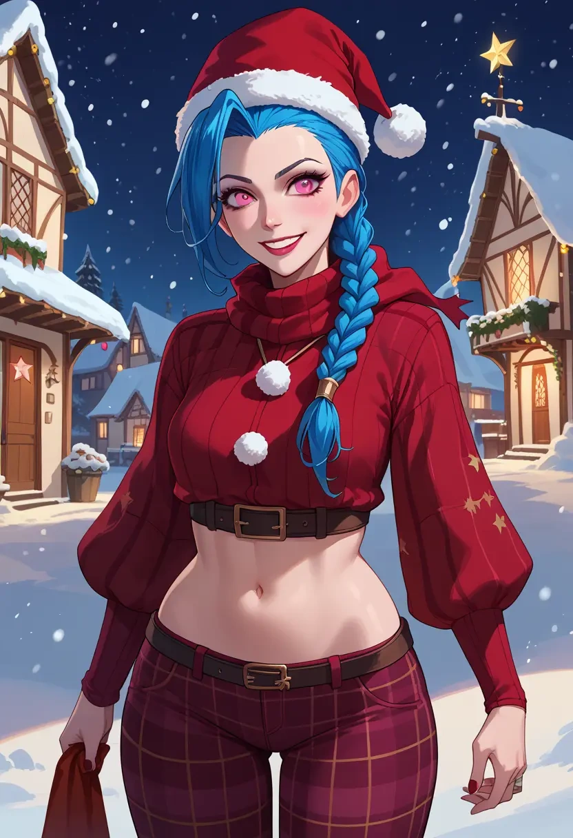 league_of_legends,jinx_(league_of_legends),Christmas,plaid trousers  - 