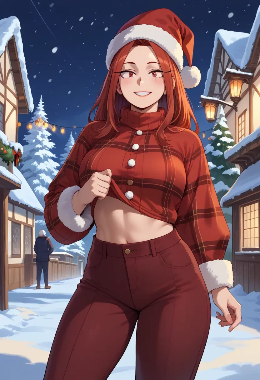 boku_no_hero_academia,jirou_kyouka,Christmas,plaid trousers  - 