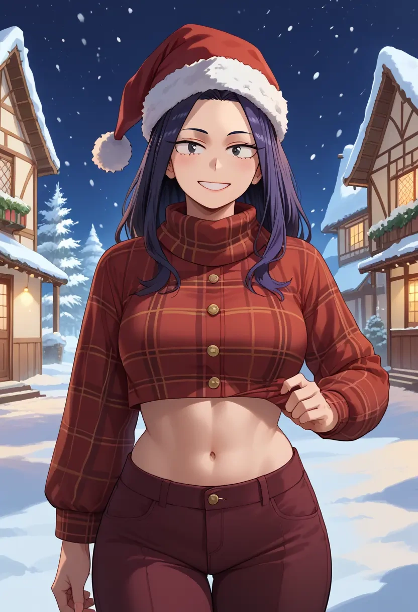 boku_no_hero_academia,jirou_kyouka,Christmas,plaid trousers  - 