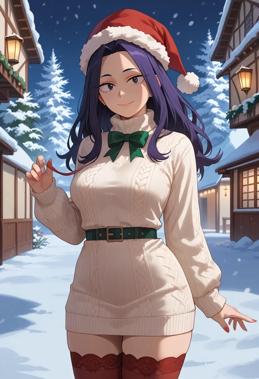 boku_no_hero_academia,jirou_kyouka,Christmas,sweater dress,stockings  - 