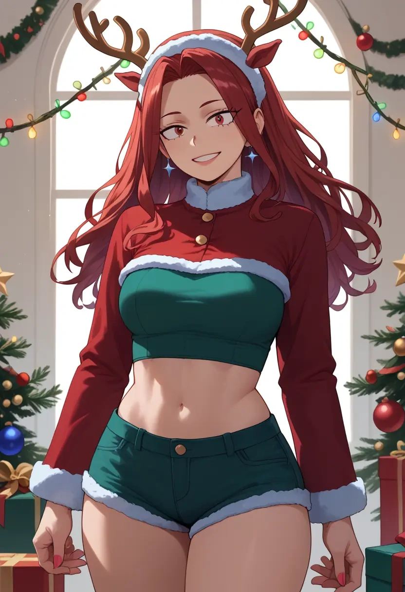 boku_no_hero_academia,jirou_kyouka,Christmas,red velvet shorts  - 