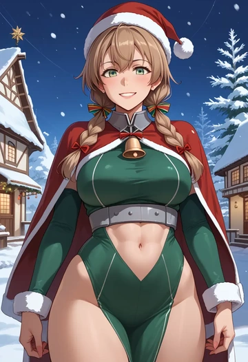 kantai_collection,johnston_(kancolle),Christmas,dress  - AI generated anime art