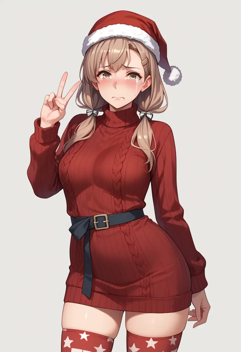 kantai_collection,johnston_(kancolle),Christmas,sweater dress,stockings  - 