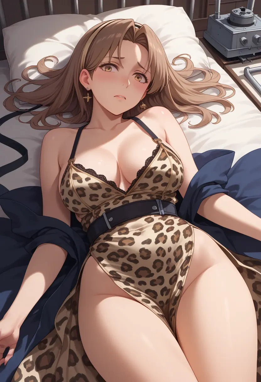 kantai_collection,johnston_(kancolle),leopard print,silk slip dress  - 