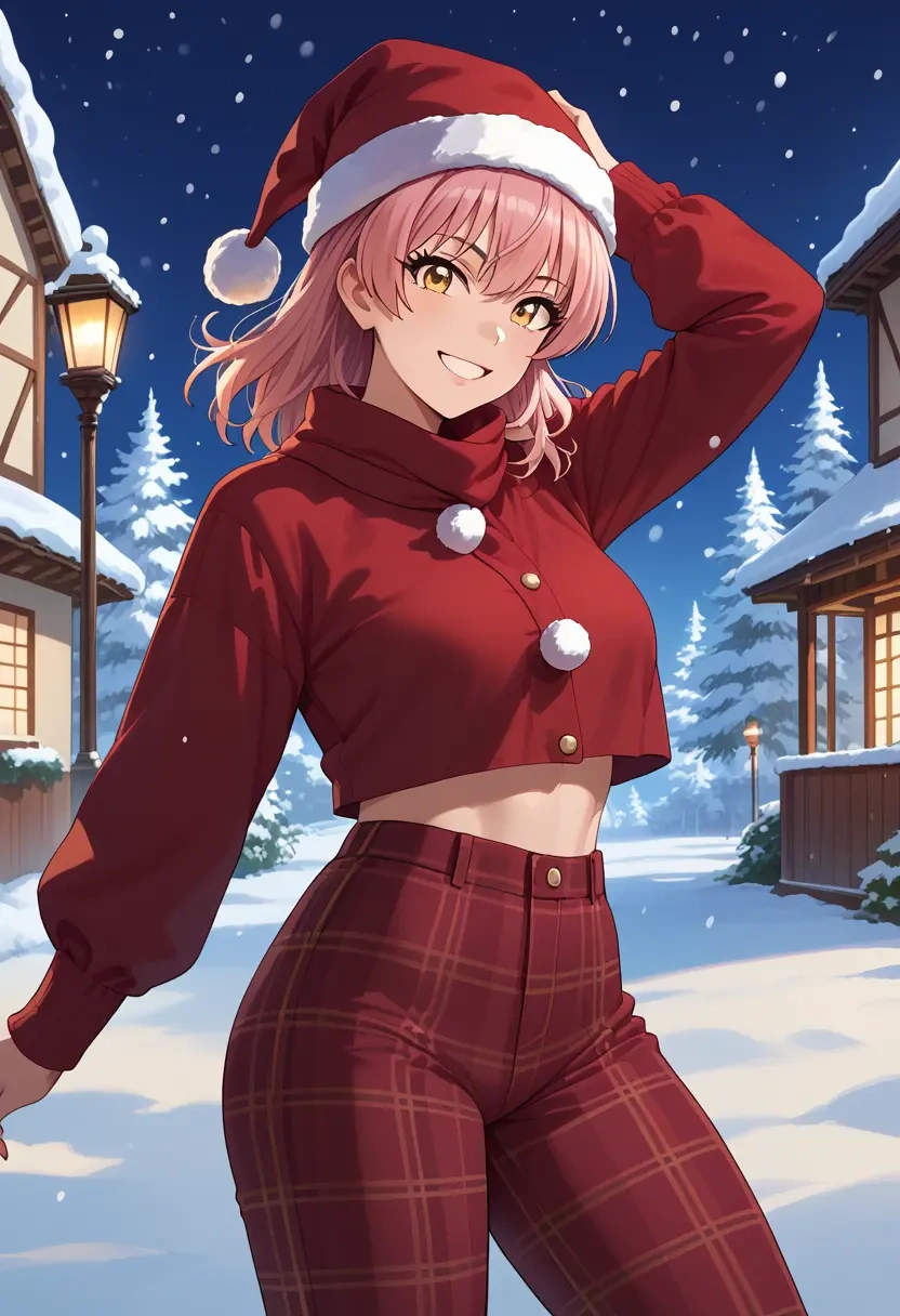 idolmaster,jougasaki_mika,Christmas,plaid trousers  - 