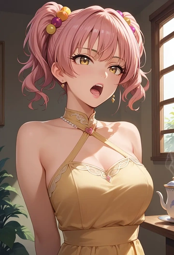 idolmaster,jougasaki_mika,dress,halter,layered tulle  - AI generated anime art