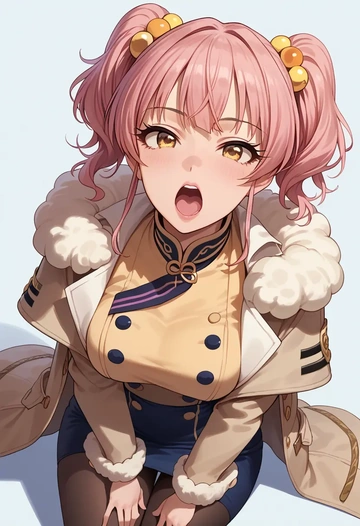 idolmaster,jougasaki_mika,coat,long,double-breasted,pencil skirt  - AI generated anime art