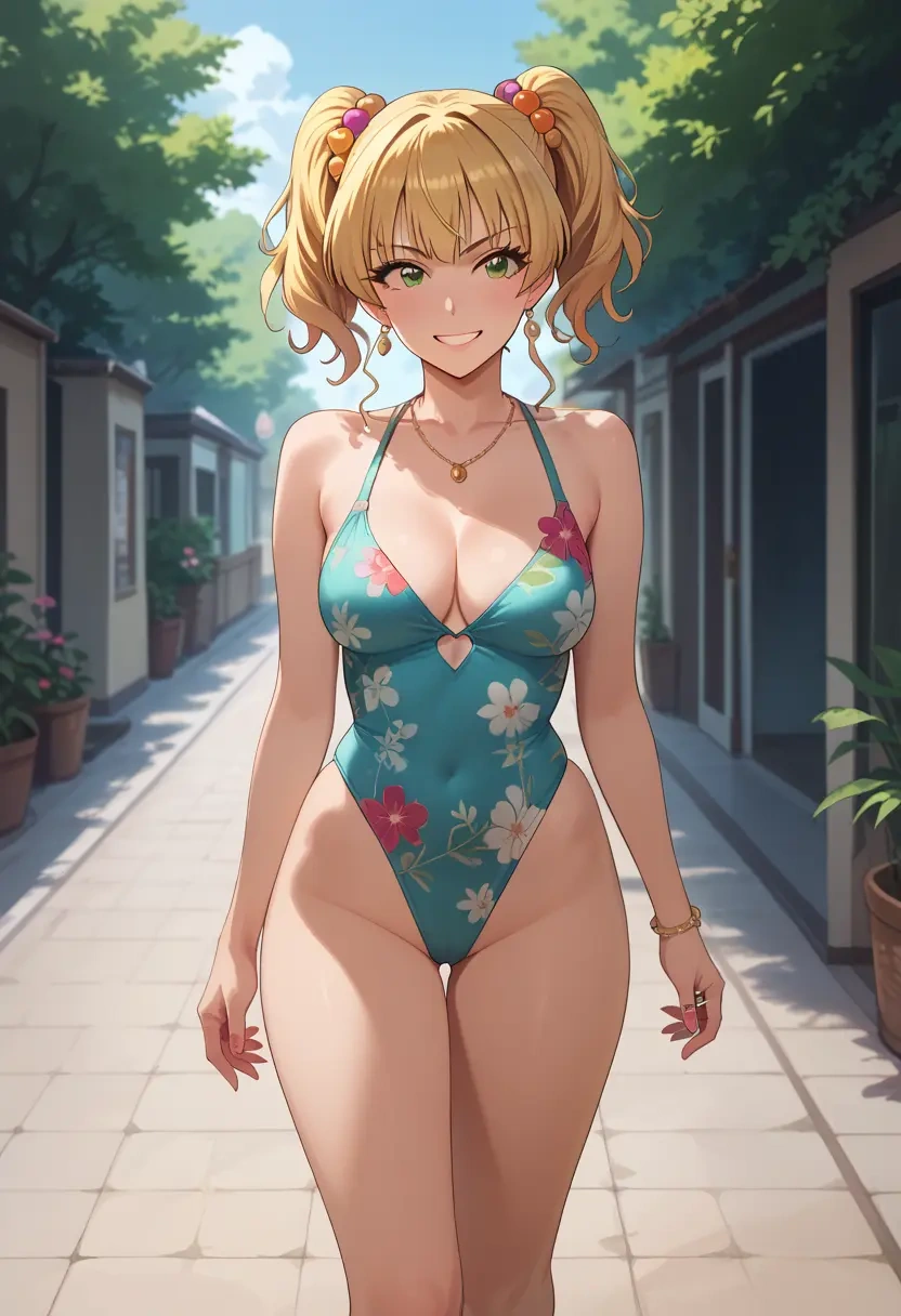 idolmaster,jougasaki_rika,swimsuit,floral print  - 