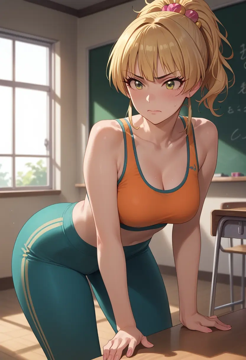 idolmaster,jougasaki_rika,yoga shorts, bra  - 