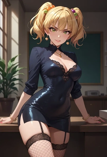 idolmaster,jougasaki_rika,secretary,stockings,sexy, panties  - AI generated anime art