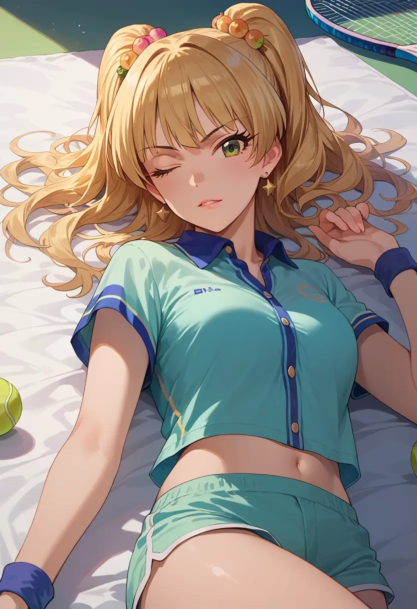 idolmaster,jougasaki_rika,tennis polo,skort  - 