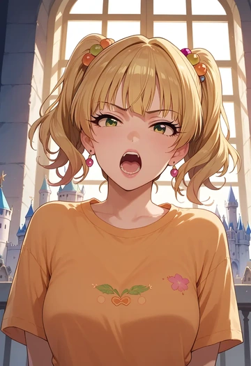 idolmaster,jougasaki_rika,pop art shirt,dolphin shorts  - AI generated anime art