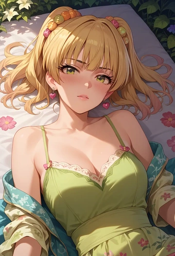 idolmaster,jougasaki_rika,floral graffiti blouse,dolphin shorts  - AI generated anime art