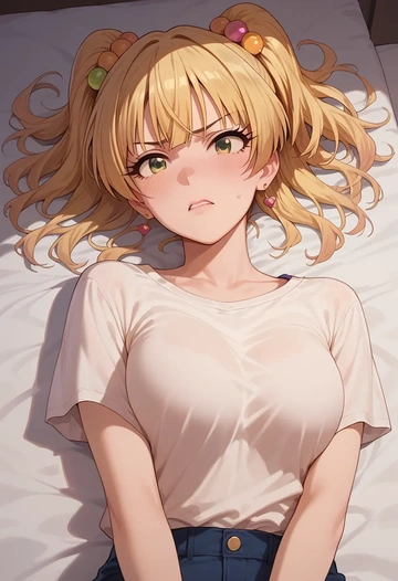 idolmaster,jougasaki_rika,pop art shirt,dolphin shorts  - AI generated anime art