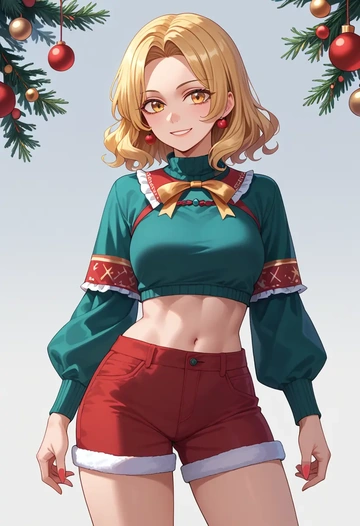 touhou,joutouguu_mayumi,Christmas,red velvet shorts  - AI generated anime art