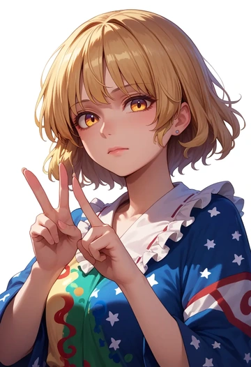 touhou,joutouguu_mayumi,paint-splatter blouse,dolphin shorts  - AI generated anime art