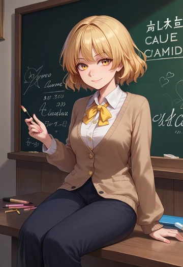 touhou,joutouguu_mayumi,teacher, sweater  - AI generated anime art