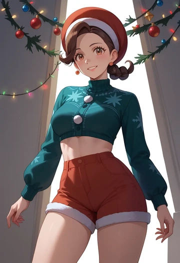 pokemon,juliana_(pokemon),Christmas,red velvet shorts  - AI generated anime art