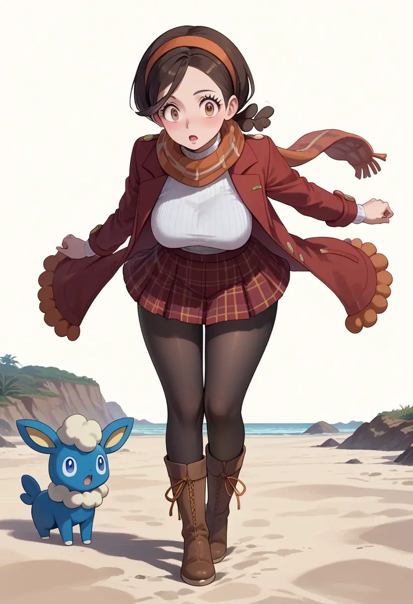 pokemon,juliana_(pokemon),winter,student uniform,fur-collared jacket  - 